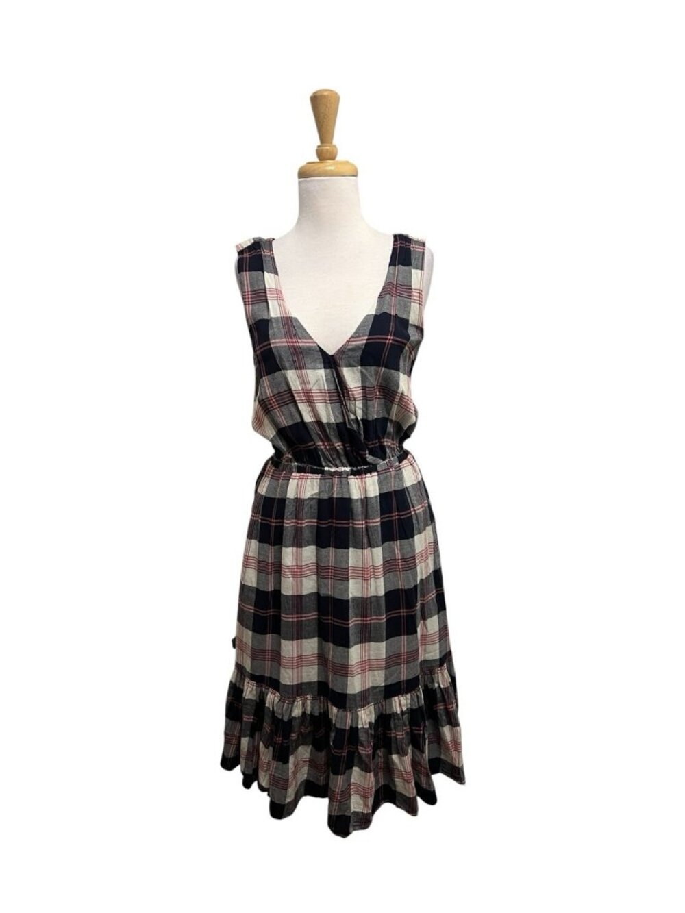 Anthropologie Isabella Sinclair Dickens Dress Size S Small Pink and Blue Plaid